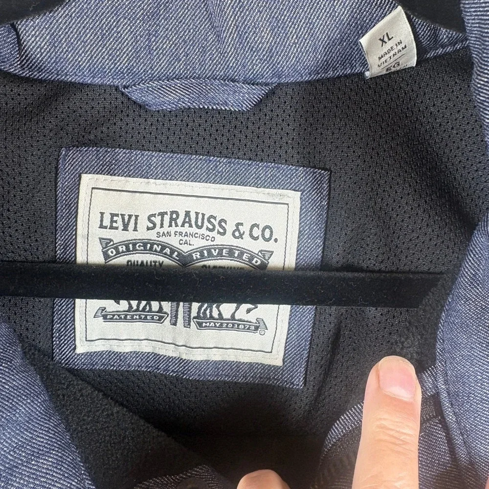 Levis Mens Soft Shell Stand Collar Commuter Trucker Jacket XL Blue Staple